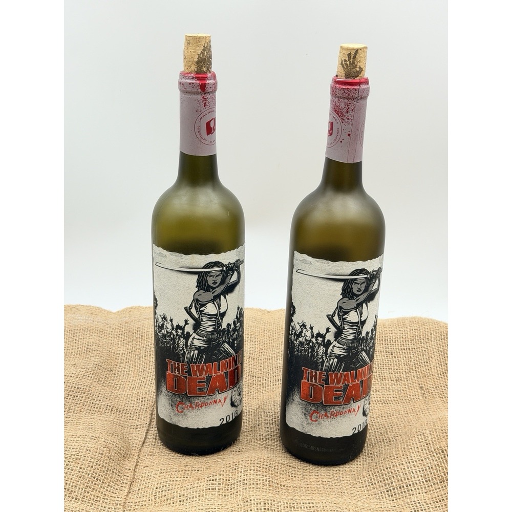 The Walking Dead 2016 Chardonnay Wine Bottles Michonne Empty Collectible Lot 2